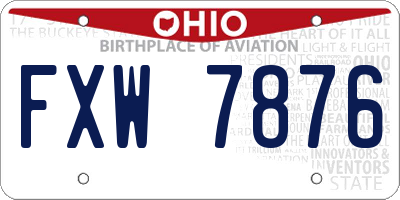 OH license plate FXW7876