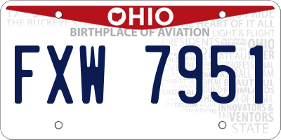 OH license plate FXW7951