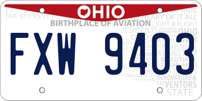 OH license plate FXW9403