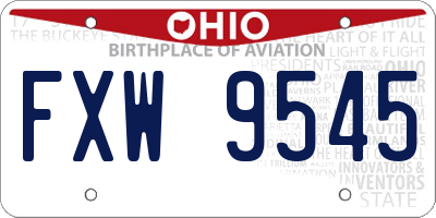 OH license plate FXW9545