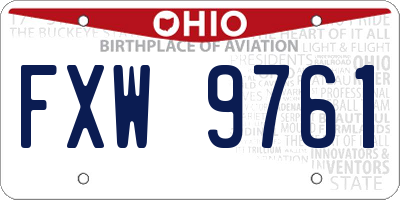 OH license plate FXW9761