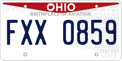 OH license plate FXX0859