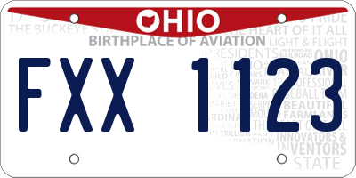 OH license plate FXX1123