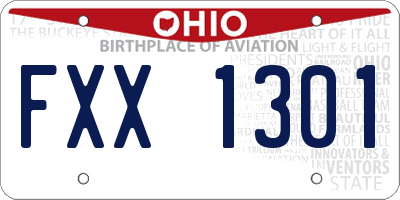 OH license plate FXX1301