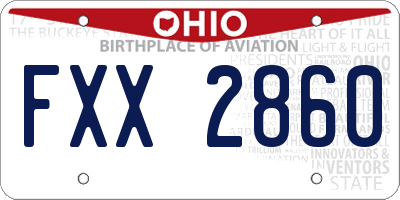 OH license plate FXX2860