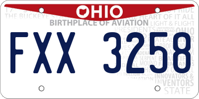 OH license plate FXX3258