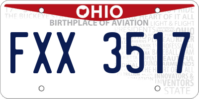 OH license plate FXX3517