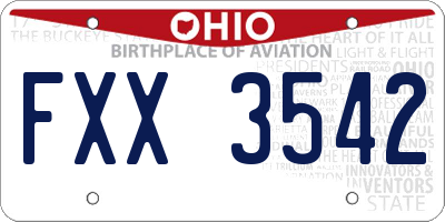 OH license plate FXX3542