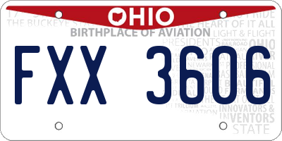 OH license plate FXX3606