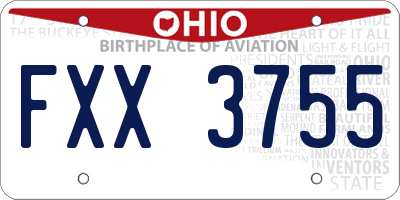 OH license plate FXX3755