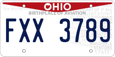 OH license plate FXX3789