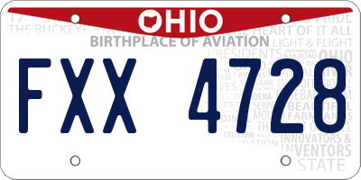 OH license plate FXX4728