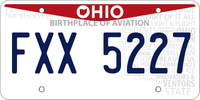 OH license plate FXX5227