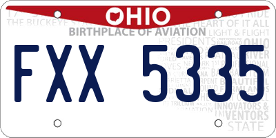 OH license plate FXX5335