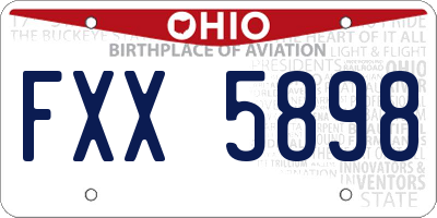 OH license plate FXX5898
