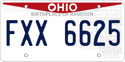 OH license plate FXX6625