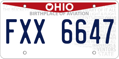 OH license plate FXX6647