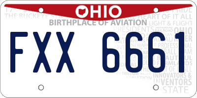 OH license plate FXX6661