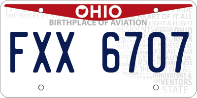 OH license plate FXX6707