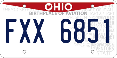 OH license plate FXX6851