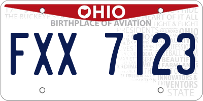 OH license plate FXX7123