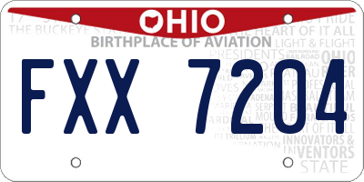 OH license plate FXX7204