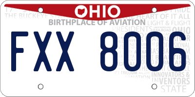 OH license plate FXX8006