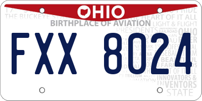 OH license plate FXX8024