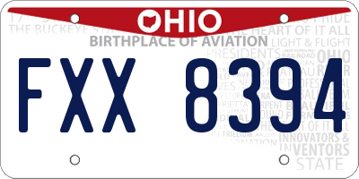 OH license plate FXX8394