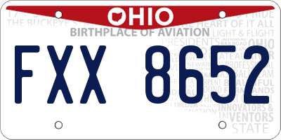 OH license plate FXX8652