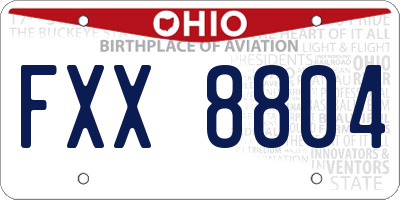 OH license plate FXX8804