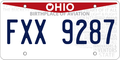 OH license plate FXX9287