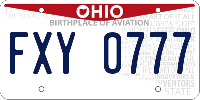 OH license plate FXY0777