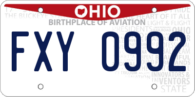 OH license plate FXY0992