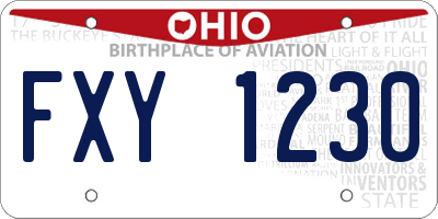 OH license plate FXY1230