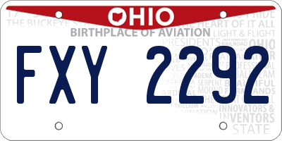 OH license plate FXY2292