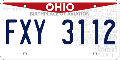 OH license plate FXY3112