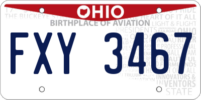 OH license plate FXY3467
