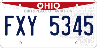 OH license plate FXY5345