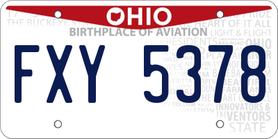 OH license plate FXY5378