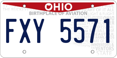 OH license plate FXY5571