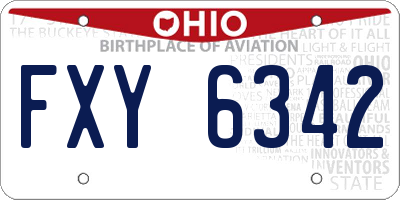 OH license plate FXY6342