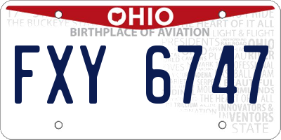 OH license plate FXY6747