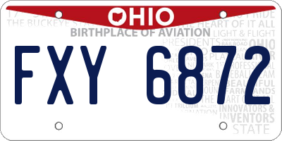 OH license plate FXY6872