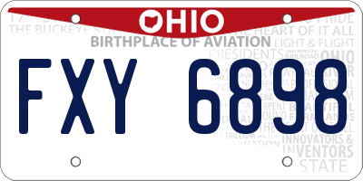 OH license plate FXY6898