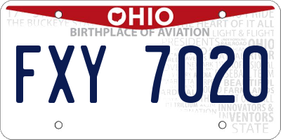 OH license plate FXY7020