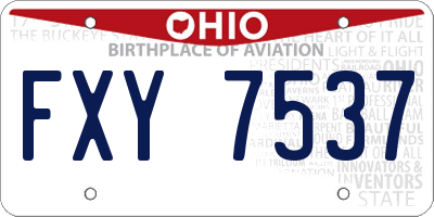 OH license plate FXY7537