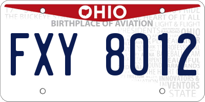 OH license plate FXY8012