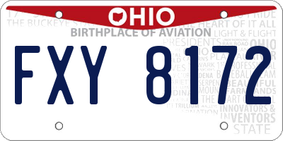 OH license plate FXY8172