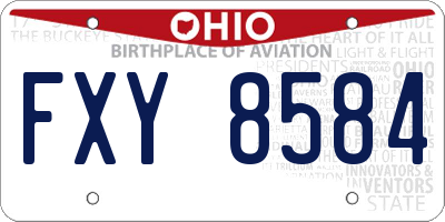 OH license plate FXY8584